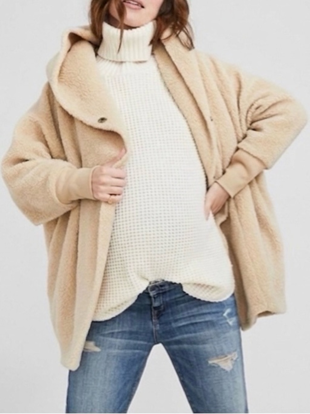 Hatch OS The Coco Sherpa One Size Cozy Hoodie Wrap Cardigan
